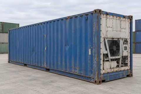 Container 40 pieds Frigorifique · Occasion · dernier voyage · Bleu. Visuel pour cette configuration. Le fournisseur confirmera l’exemplaire, son état réel et ses équipements.