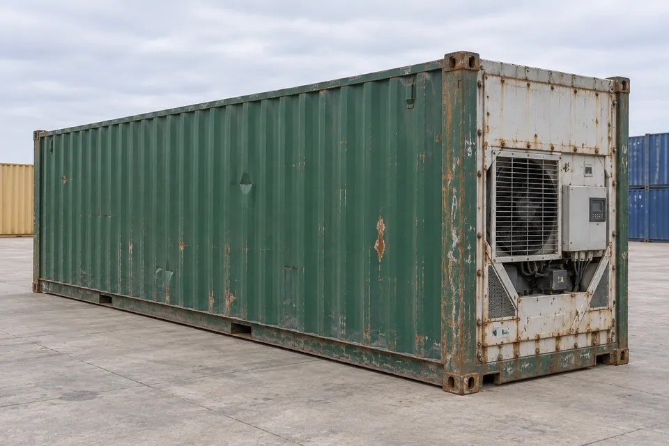 Container 40 voet Koelcontainer · Gebruikt · laatste reis · Groen. Afbeelding van deze configuratie. De leverancier bevestigt het exemplaar, de werkelijke staat en de uitrusting.