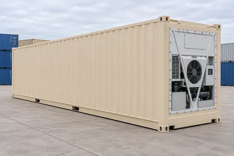 Container 40 pieds Frigorifique · Neuf · premier voyage · Beige. Visuel pour cette configuration. Le fournisseur confirmera l’exemplaire, son état réel et ses équipements.