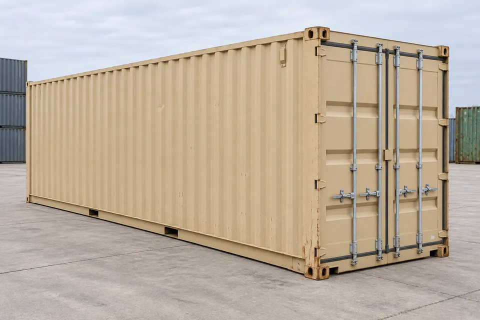 Container 40 voet Standaard · Gebruikt · zeer goede staat · Beige. Afbeelding van deze configuratie. De leverancier bevestigt het exemplaar, de werkelijke staat en de uitrusting.