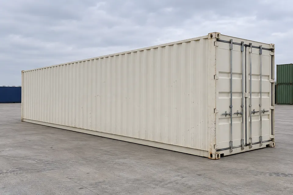 Container 40 pieds Standard · Occasion · très bon état · Blanc. Visuel pour cette configuration. Le fournisseur confirmera l’exemplaire, son état réel et ses équipements.