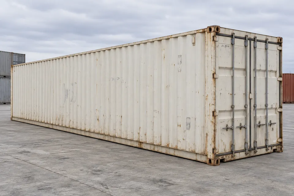 Container 40 pés Standard · Usado · bom estado · Branco. Imagem para esta configuração. O fornecedor confirmará a unidade, o seu estado real e o equipamento.