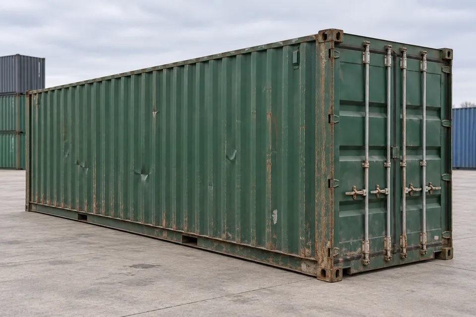 Container 40 voet Standaard · Gebruikt · laatste reis · Groen. Afbeelding van deze configuratie. De leverancier bevestigt het exemplaar, de werkelijke staat en de uitrusting.