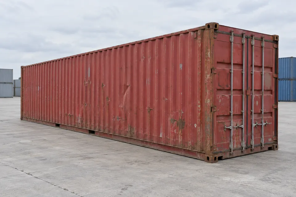 Container 40 Fuß Standard · Gebraucht · letzte Reise · Rot. Bild dieser Konfiguration. Der Anbieter bestätigt das konkrete Exemplar, seinen tatsächlichen Zustand und seine Ausstattung.