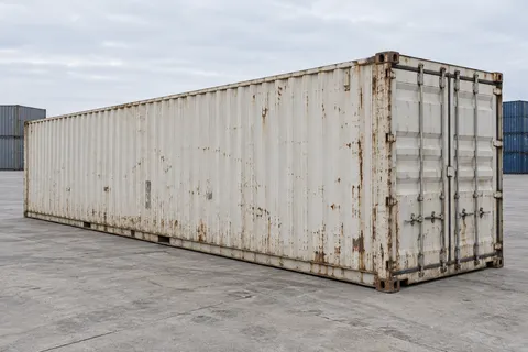 Container 40 pieds Standard · Occasion · dernier voyage · Blanc. Visuel pour cette configuration. Le fournisseur confirmera l’exemplaire, son état réel et ses équipements.
