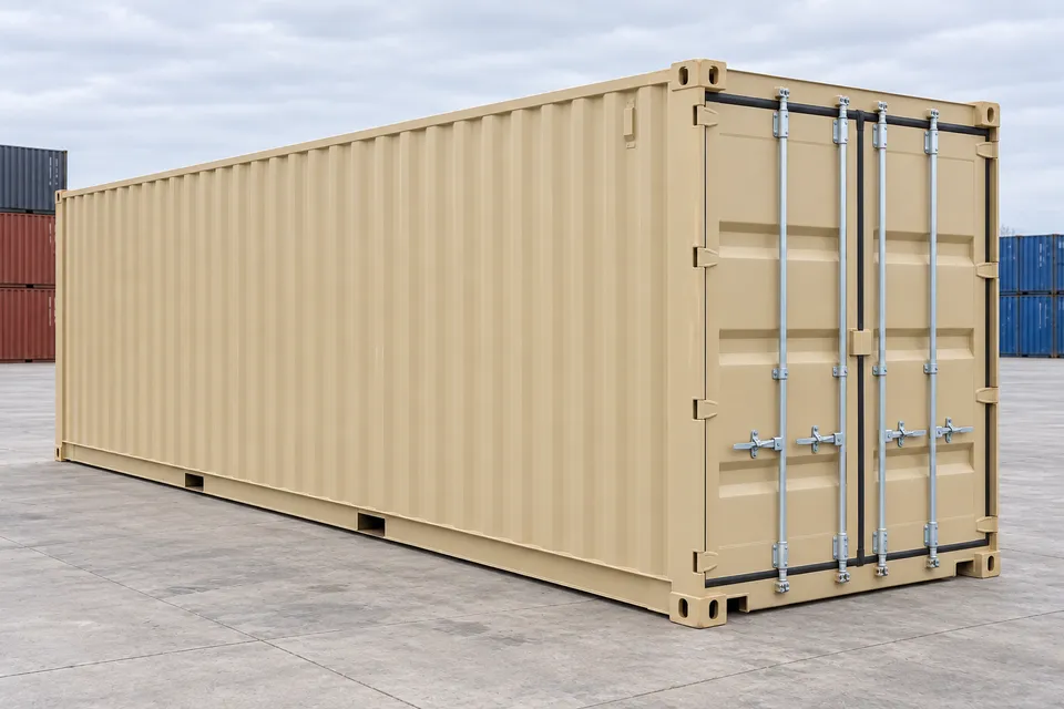 Container 40 Fuss Standard · Neu · One Trip · Beige. Bild dieser Konfiguration. Der Anbieter bestätigt das konkrete Exemplar, seinen tatsächlichen Zustand und seine Ausstattung.
